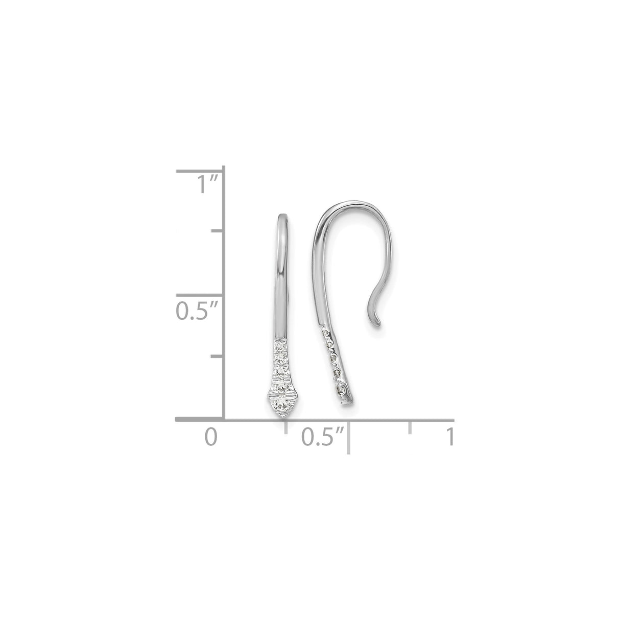 14k White Gold Drop Earrings with Diamond Accents, Sleek Hook Design, Minimalist Style