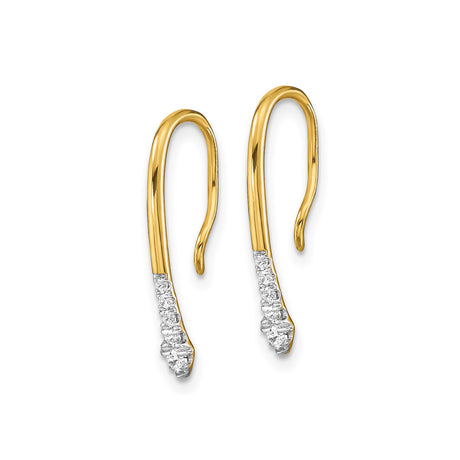 14k Yellow Gold Threader Earrings with Diamond Accents, Minimalist Drop Design for Women