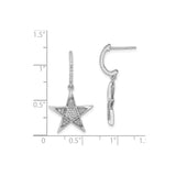 14k White Gold Dangle Earrings with Diamond Accented Open Star Design, Celestial Motif