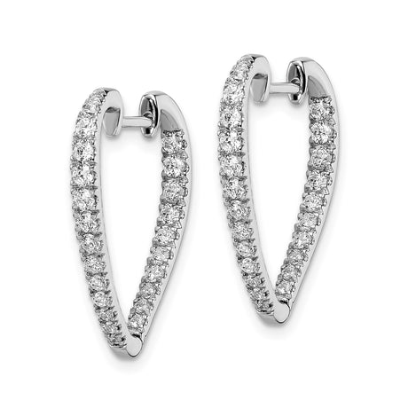 14k White Gold Heart Hoop Earrings with Cubic Zirconia, Romantic Modern Design for Women