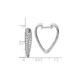 14k White Gold Heart Hoop Earrings with Cubic Zirconia, Romantic Modern Design for Women