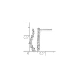14k White Gold Diamond Ear Climbers with Graduated Bezel Set Linear Design for Women