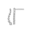 14k White Gold Diamond Ear Climbers with Graduated Bezel Set Linear Design for Women