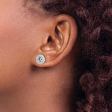 14k White Gold Earring Jackets with Diamond Double Halo Pavé Set Enhancers for Studs