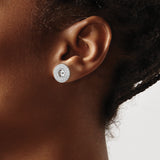14k White Gold Earring Charms with Diamond, Double Halo Sunburst Dangle Enhancers