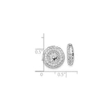 14k White Gold Earring Charms with Diamond, Double Halo Sunburst Dangle Enhancers