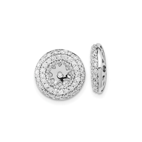 14k White Gold Earring Charms with Diamond, Double Halo Sunburst Dangle Enhancers