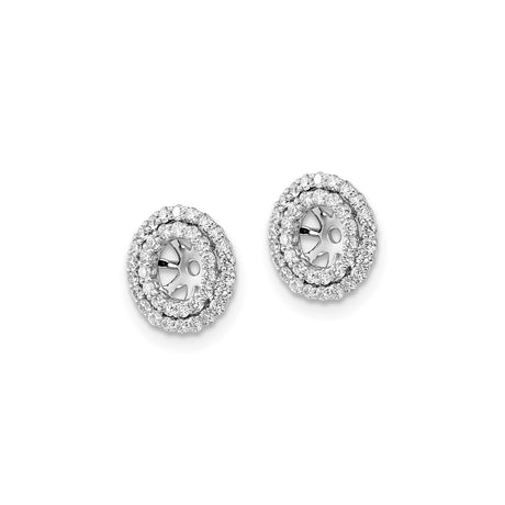 14k White Gold Earring Jackets with Double Halo Design and Diamond Accents