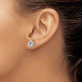 14k White Gold Earring Jackets with Double Halo Design and Diamond Accents