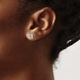 14k White Gold Earring Jackets with Diamond Accents, Floral Square Halo Design