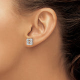 14k White Gold Earring Jackets with Diamonds, Quatrefoil Floral Stud Enhancer Design