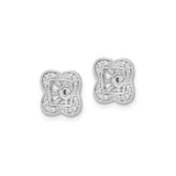 14k White Gold Diamond Earring Jackets with Square Halo Floral Setting