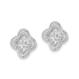 14k White Gold Pendant Mounting with Diamond Halo, Floral Square Design, Vintage Style