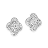 14k White Gold Diamond Earring Jackets, Halo Scalloped Floral Square Design
