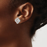 14k White Gold Diamond Earring Jackets, Halo Scalloped Floral Square Design