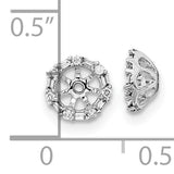 14k White Gold Earring Jackets with Round and Baguette Diamonds, Starburst Halo Design