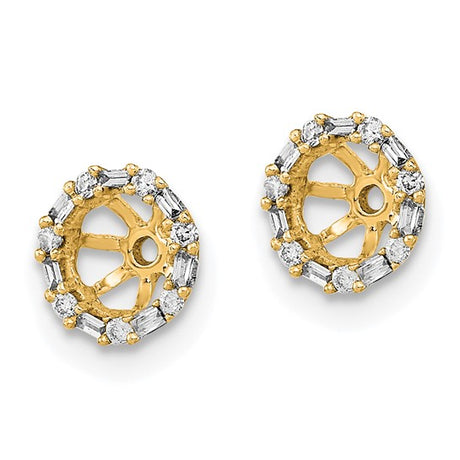 14k Yellow Gold Earring Jackets with Diamond Accents, Mandala Halo Openwork Design