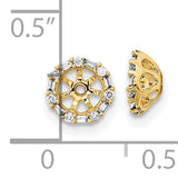 14k Yellow Gold Earring Jackets with Diamond Accents, Mandala Halo Openwork Design