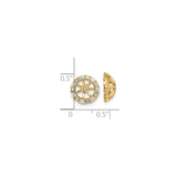 14k Yellow Gold Stud Earrings with Baguette and Round Cubic Zirconia, Modern Halo Circle Design