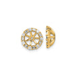 14k Yellow Gold Stud Earrings with Baguette and Round Cubic Zirconia, Modern Halo Circle Design