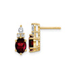 14k Yellow Gold Garnet Stud Earrings with Oval Cut Garnet and Diamond Accents for Women