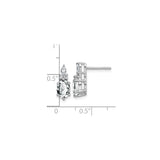 14k White Gold Earrings with White Topaz and Diamond, Oval Marquise Round Drop Design