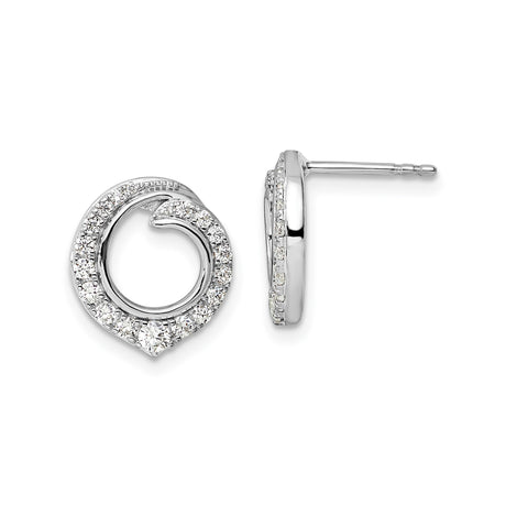 14k White Gold Diamond Twist Stud Earrings with Open Swirl Design