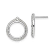 14k White Gold Open Circle Stud Earrings with Pavé-Set Diamonds, Teardrop Top Design