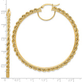 14k Yellow Gold Hoop Earrings, Twisted Rope Design, Polished Statement Style for Women