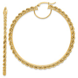 14k Yellow Gold Hoop Earrings, Twisted Rope Design, Polished Statement Style for Women