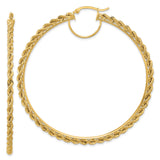 14k Yellow Gold Hoop Earrings with Twisted Rope Design and Textured Detailing