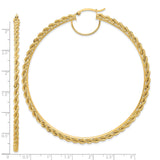 14k Yellow Gold Hoop Earrings, Large Lightweight Rope Twist with Braided Textured Finish