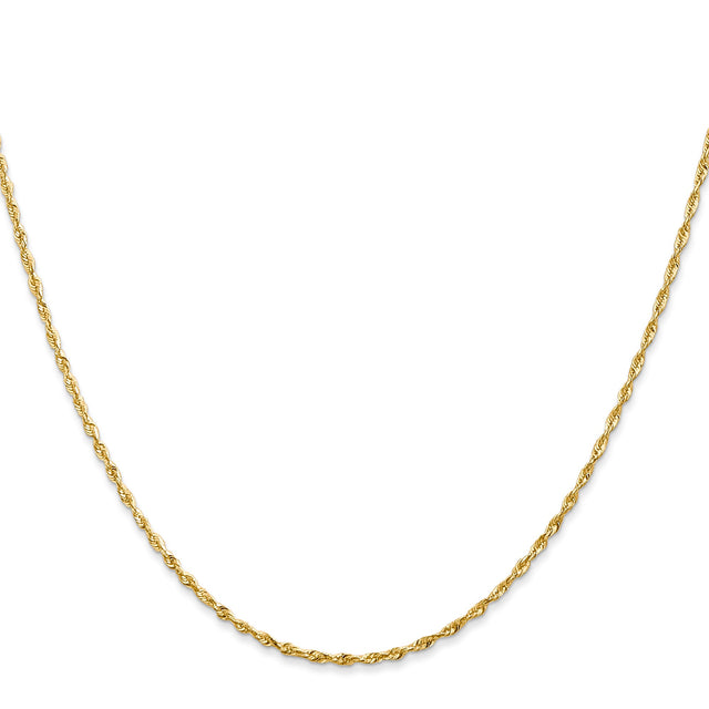 14K Yellow Gold 1.5 mm Rope Chain Necklace, Polished