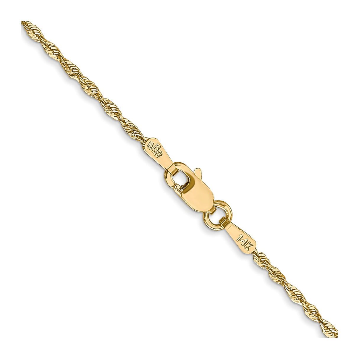 14K Yellow Gold 1.5 mm Rope Chain Necklace, Polished alternate angle