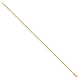 14K Yellow Gold 1.5 mm Rope Chain Anklet, Polished