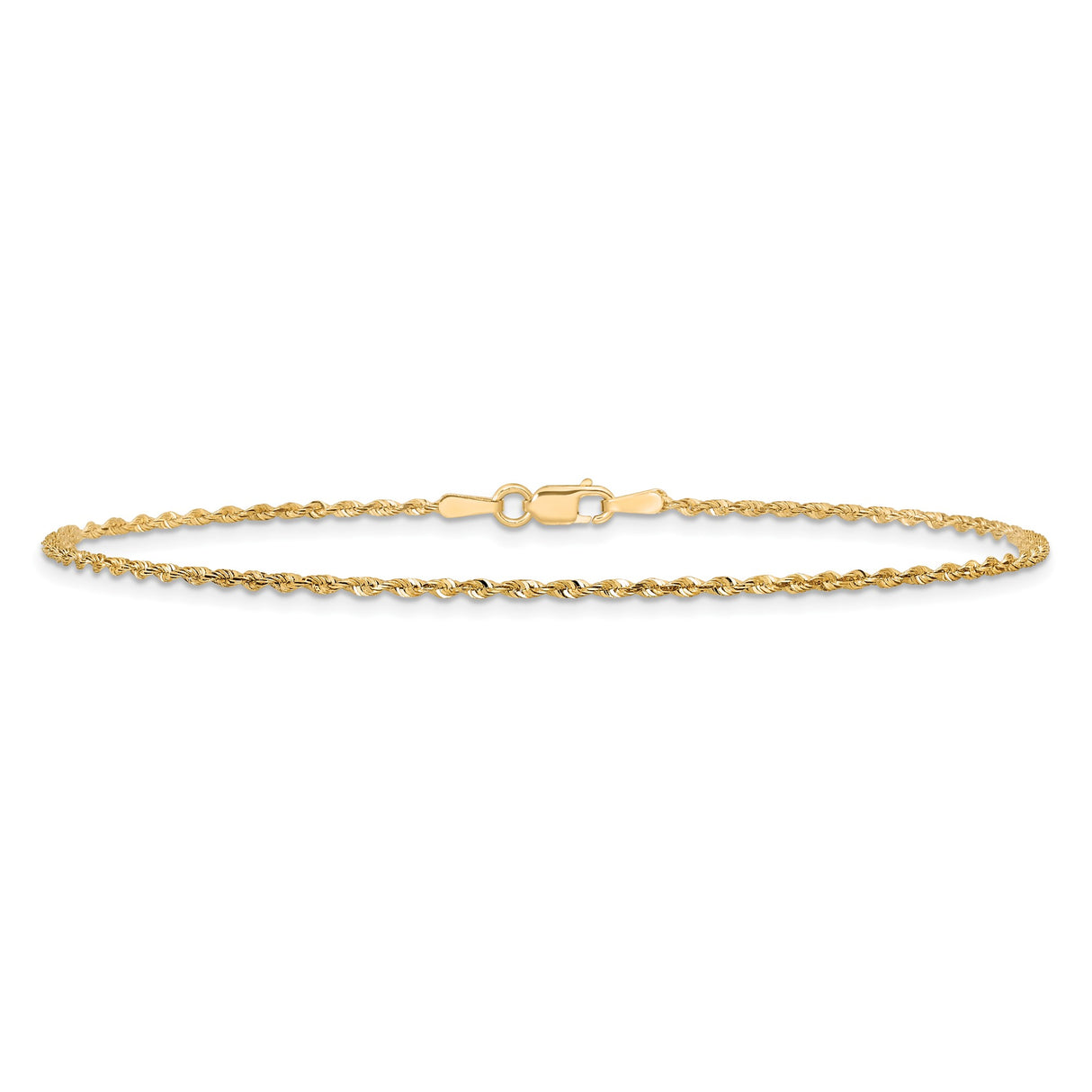 14K Yellow Gold 1.5 mm Rope Chain Bracelet, Polished alternate angle