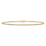14K Yellow Gold 1.5 mm Rope Chain Bracelet, Polished alternate angle