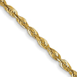 14K Yellow Gold 1.5 mm Rope Chain Necklace, Polished detail view