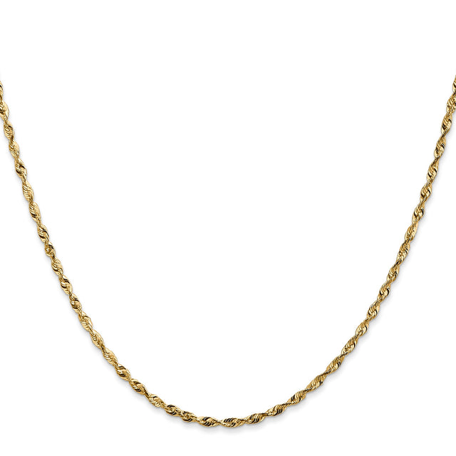 14K Yellow Gold 1.8 mm Rope Chain Necklace, Polished