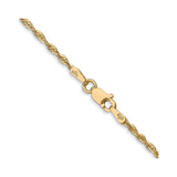 14K Yellow Gold 1.8 mm Rope Chain Necklace, Polished alternate angle