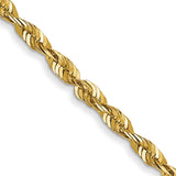 14K Yellow Gold 1.8 mm Rope Chain Necklace, Polished detail view