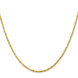 14K Yellow Gold 2 mm Rope Chain Anklet, Polished