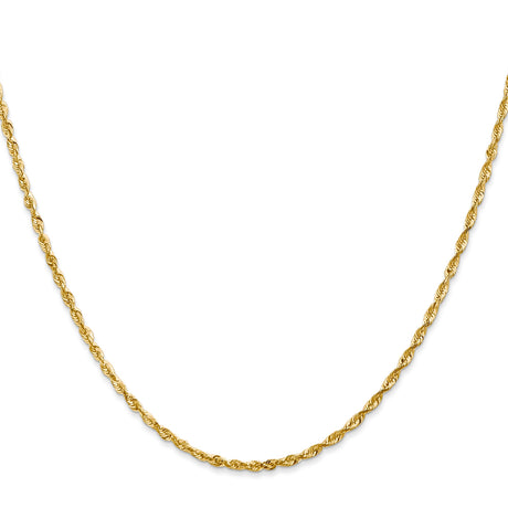 14K Yellow Gold 2 mm Rope Chain Necklace, Polished