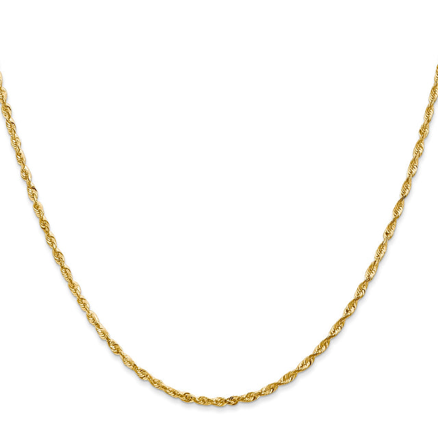 14K Yellow Gold 2 mm Rope Chain Necklace, Polished