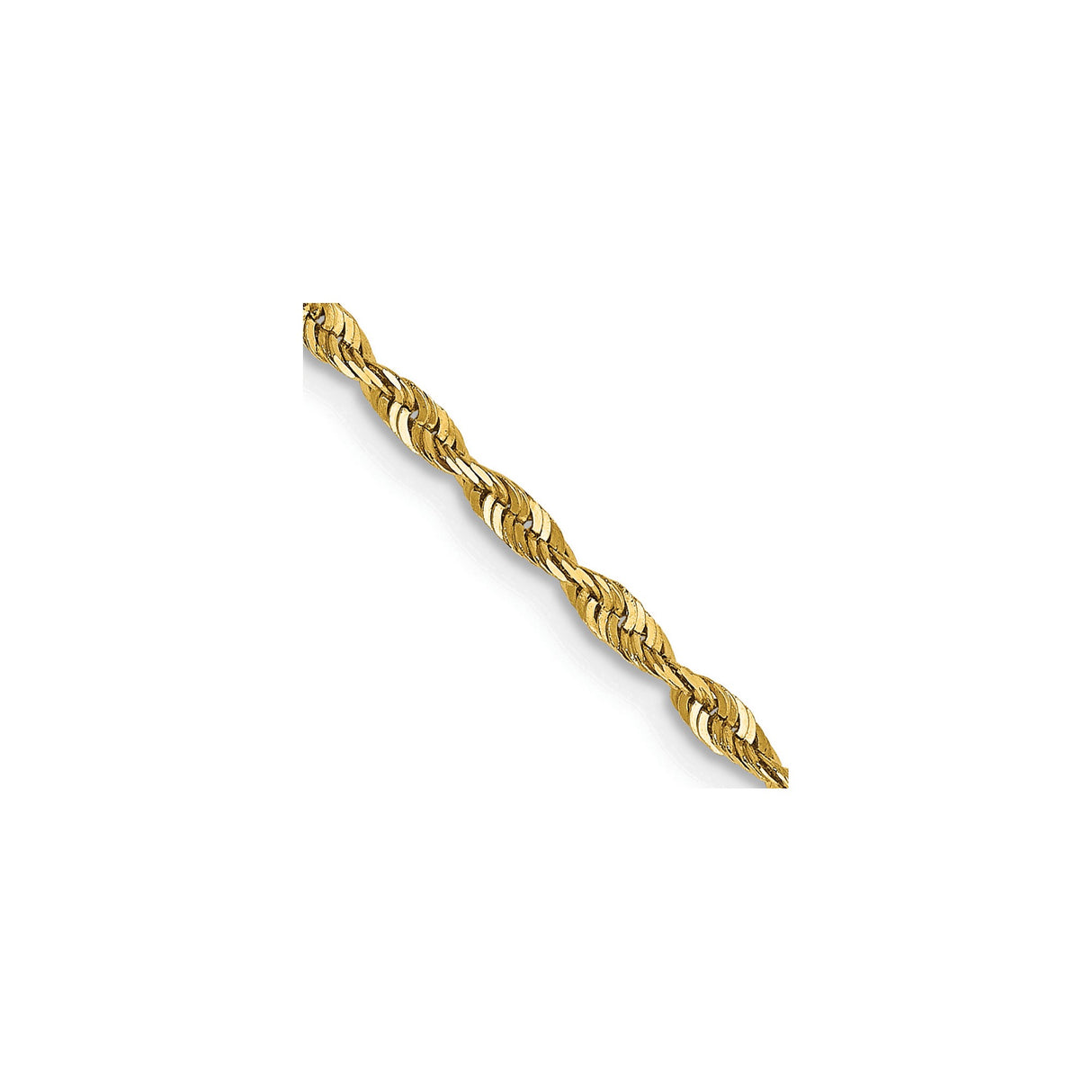 14K Yellow Gold 2 mm Rope Chain Anklet, Polished detail view