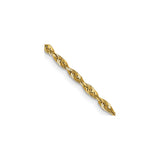 14K Yellow Gold 2 mm Rope Chain Anklet, Polished detail view