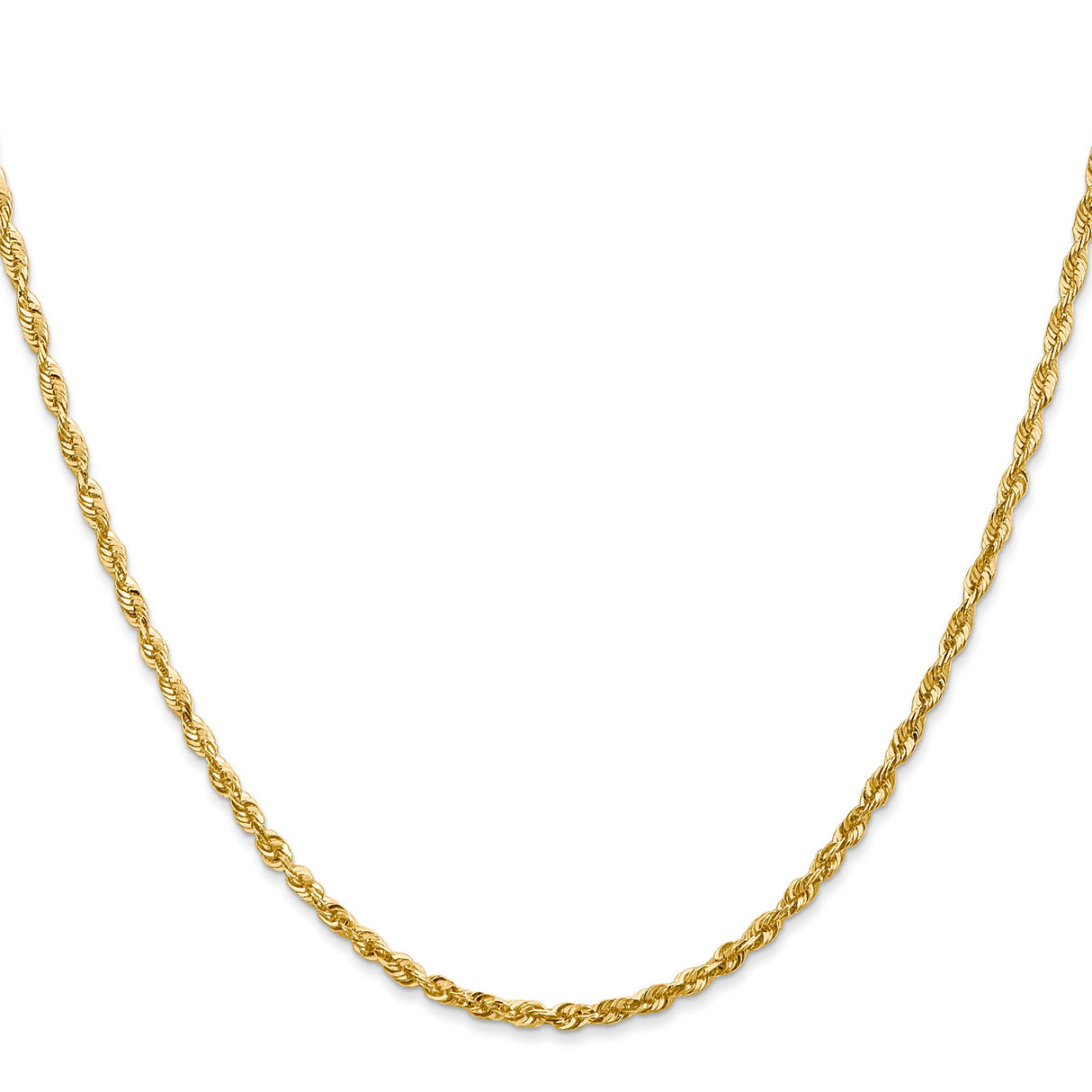 14K Yellow Gold 2.25 mm Rope Chain Necklace, Polished