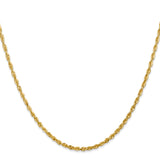 14K Yellow Gold 2.25 mm Rope Chain Necklace, Polished