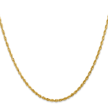 14K Yellow Gold 2.25 mm Rope Chain Necklace, Polished