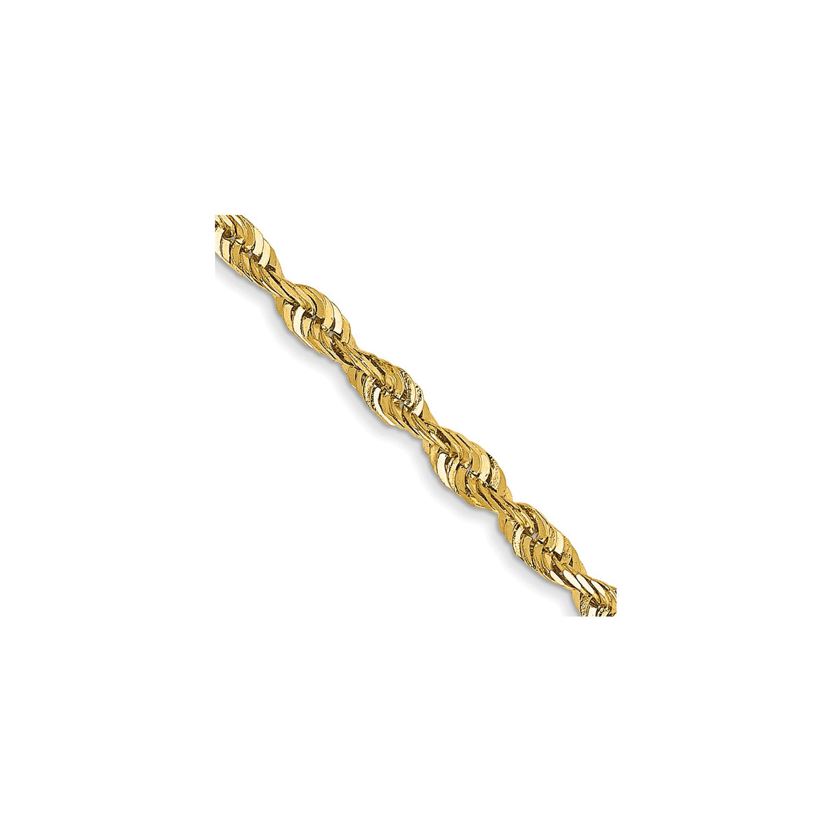 14K Yellow Gold 2.25 mm Rope Chain Necklace, Polished detail view